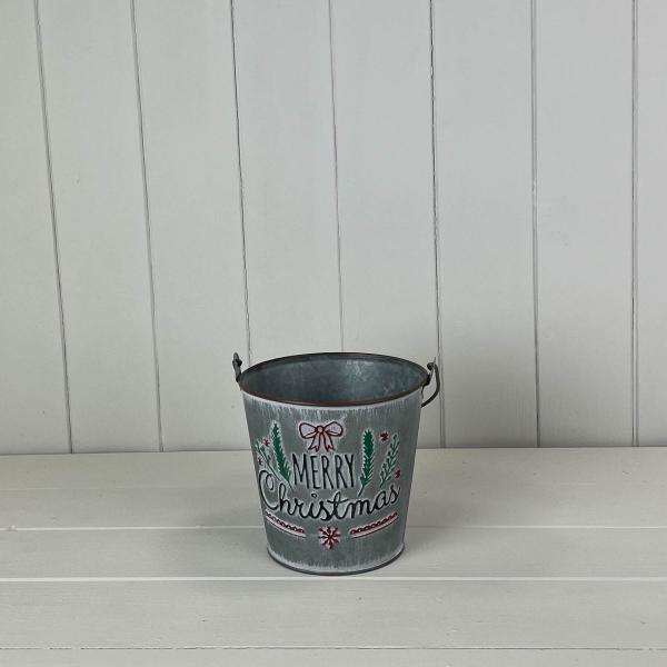 Metal Bucket Merry Christmas