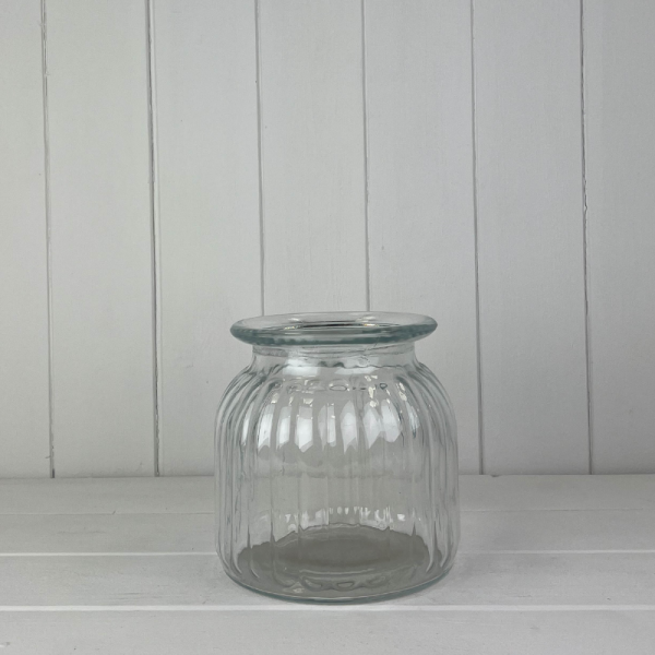 Clear Ribbed Vase H14.7cm x D14.8cm