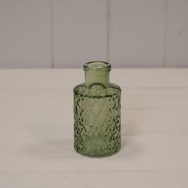 Vintage Green Mini Geometric Glass Bottle