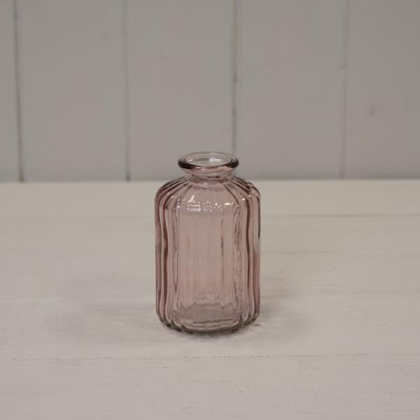 Lavender Ribbed Glass Bottle H10cm TD3.7cm B5cm W