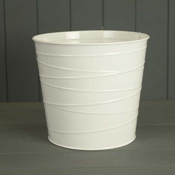 23cm White Zinc Pot (with drainage Holes)