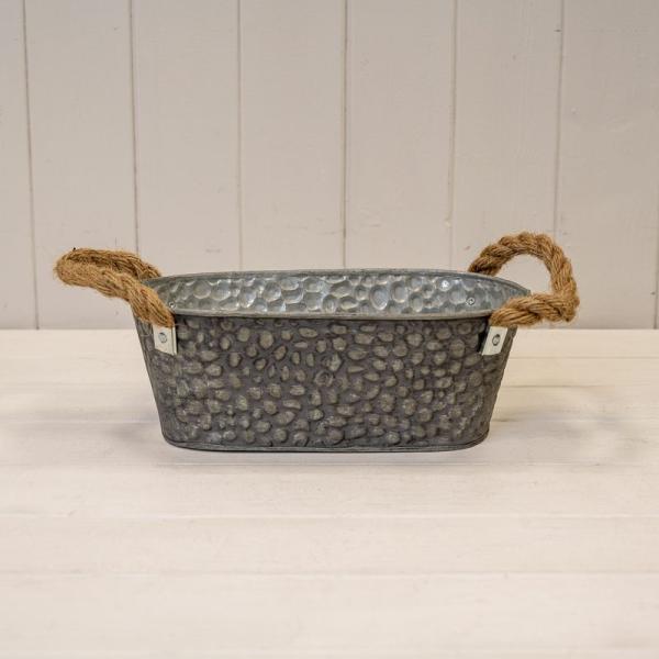 Zinc Trough with Hammered Finish (Embossed) and Rope Ears