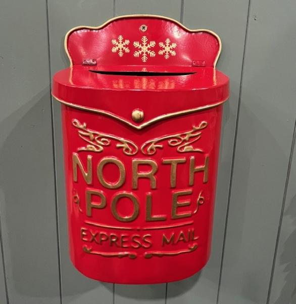 Red Metal 'North Pole Express Mail' Letterbox