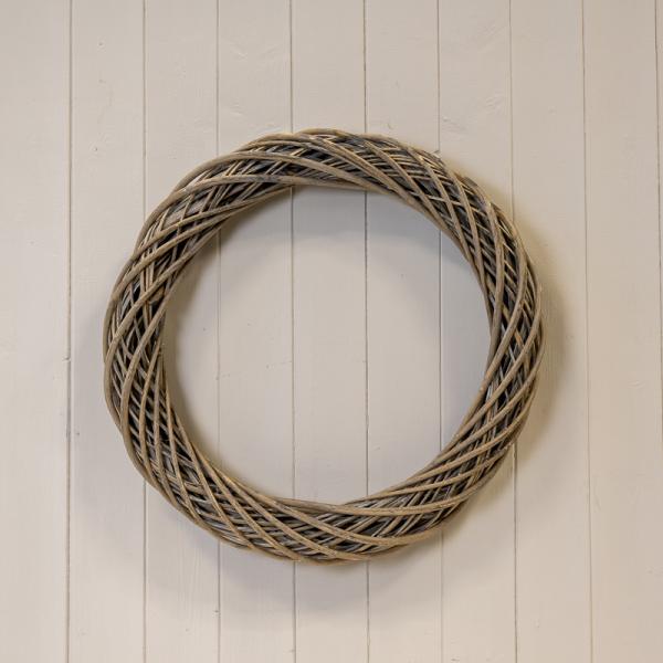 Grey Round Thick Willow Wreath 50cm