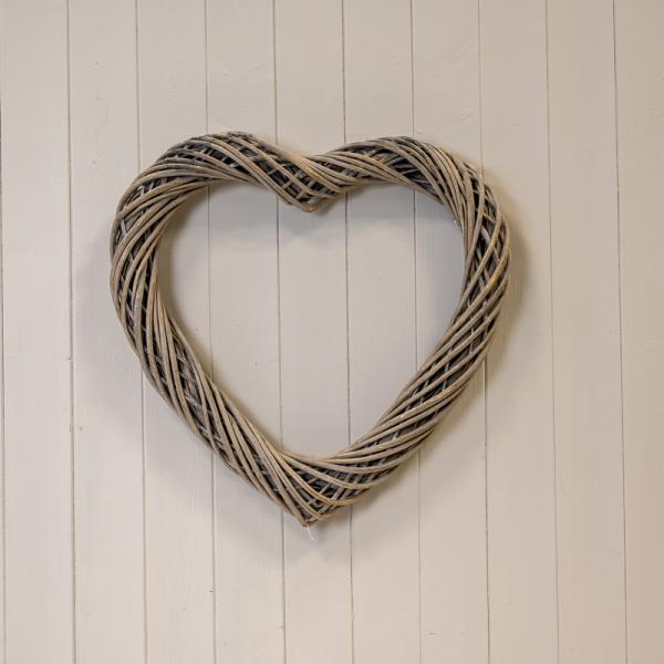 Grey Heart Thick Willow Wreath 50cm
