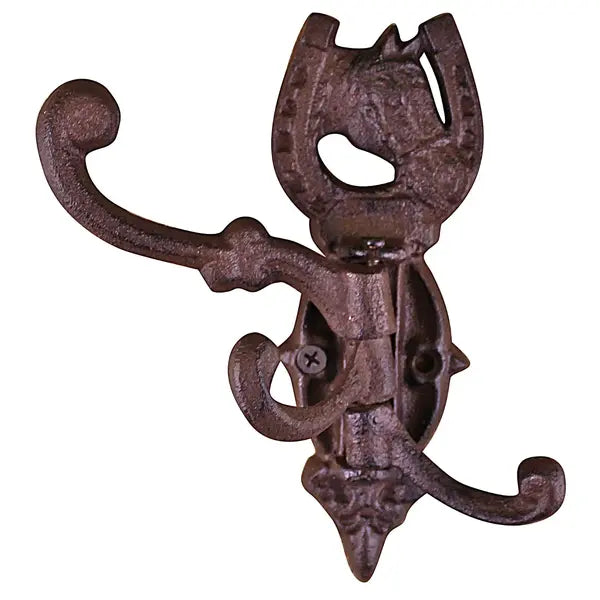Cast Iron Wall Mounted Rotating Coat Hooks Horse 3 hooks