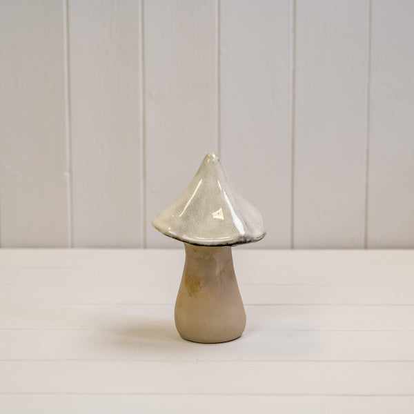Beige Mottle Ceramic Mushroom Decoration L11xD11xH16cm Weight-359g