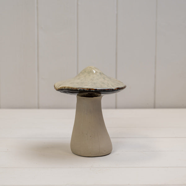Beige Mottle Ceramic Mushroom Decoration L12xD12xH15cm Weight-426g