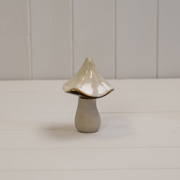 Beige Mottle Ceramic Mushroom Decoration L8xD8xH11.5cm Weight-159g