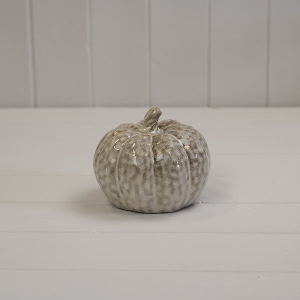 Beige Mottle Ceramic Pumpkin Decoration L11.5xD11.5xH10cm Weight-338g