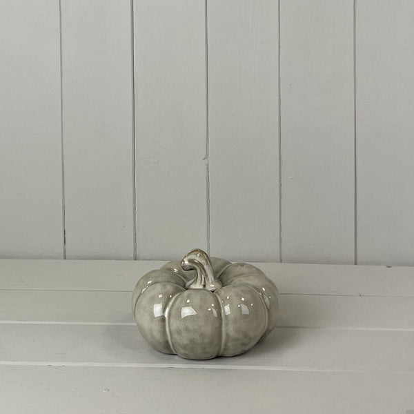 Beige Mottle Ceramic Pumpkin Decoration L14xD14xH8cm Weight-447g