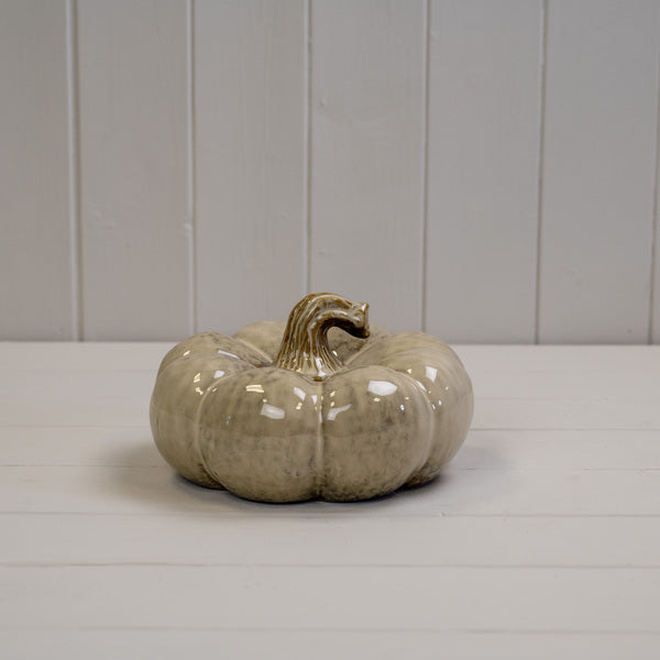 Beige Mottle Ceramic Pumpkin Decoration L18xD18xH10.5cm Weight-729g