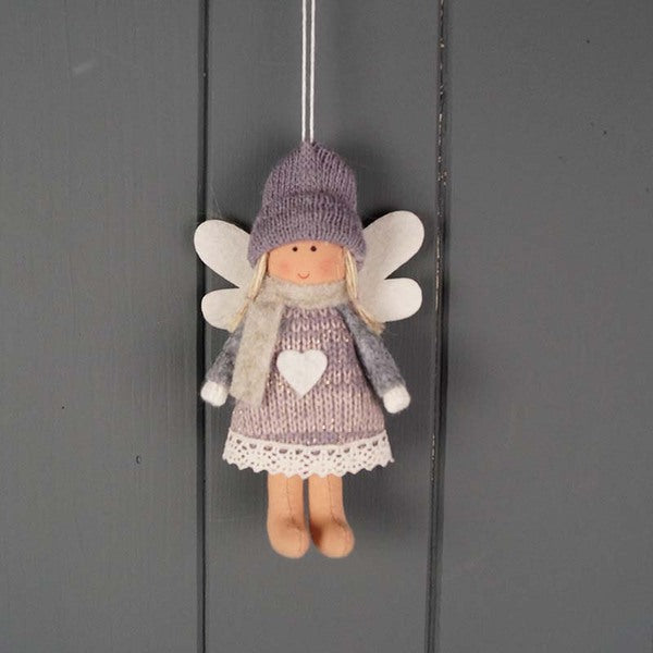 Hanging Fabric Angel with Grey Dress (11cm)