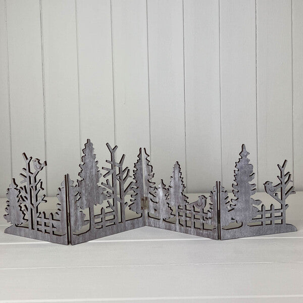 Grey Wooden Christmas Scene Display (18.5cm) Weight-123g