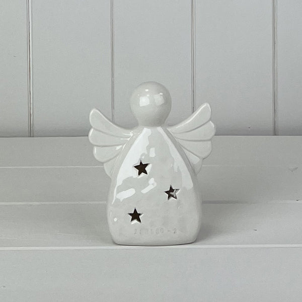 White Ceramic Angel Ornament with LED L10xD5.2xH11.7cm Weight-243g