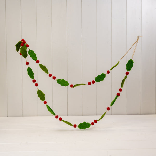 Felt holly garland (180cm)