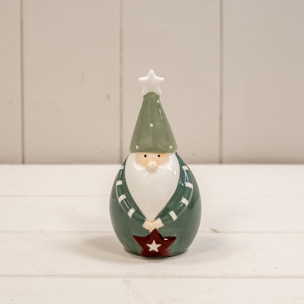 Dark Green/White Ceramic Gonk Decoration L6.2xD6.2xH12cm Weight-106g