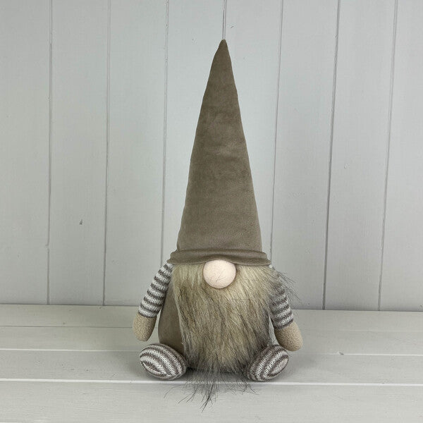 Grey Fabric Gonk Decoration with LED L18xD14xH38cm