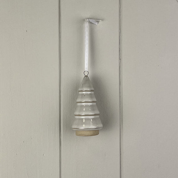 Glazed Ceramic Hanging Tree Decoration with Rextured Detail L4.2xD4.2xH8.7cm Weight-51g