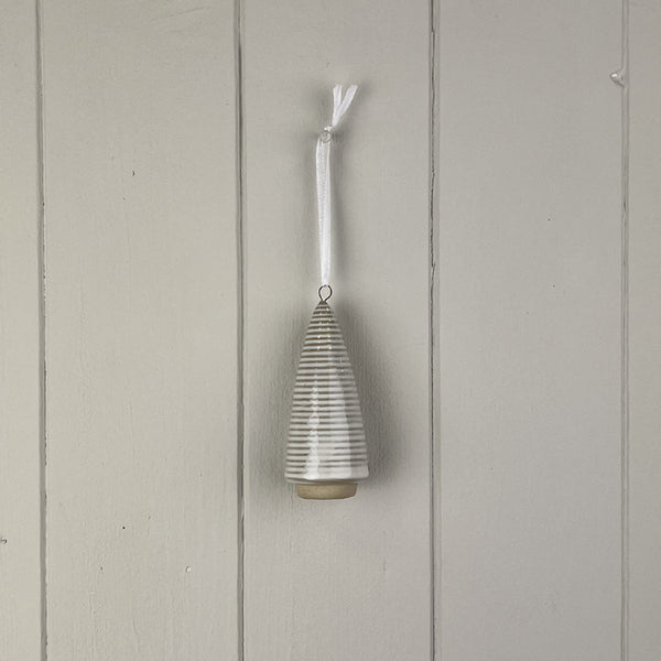 Glazed Ceramic Hanging Tree Decoration with Textured Detail L3.5xD3xH5.9cm Weight-42g