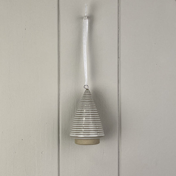 Glazed Ceramic Hanging Tree Decoration with Textured Detail L5xD5xH8.5cm Weight-54g