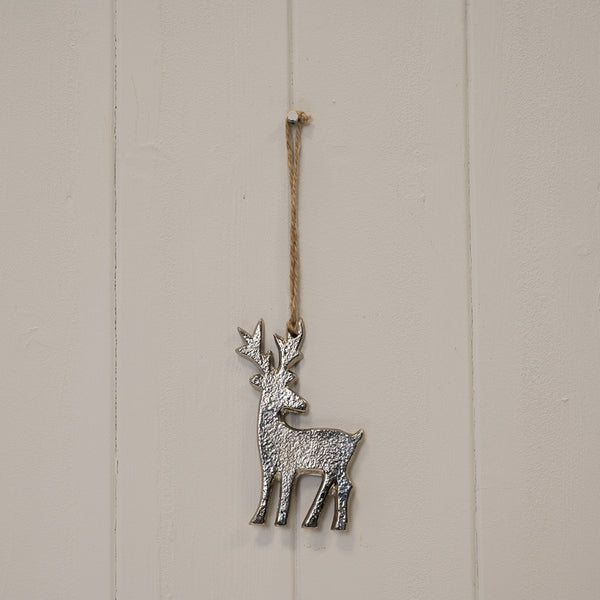 Silver Metal Hanging Reindeer 10cm