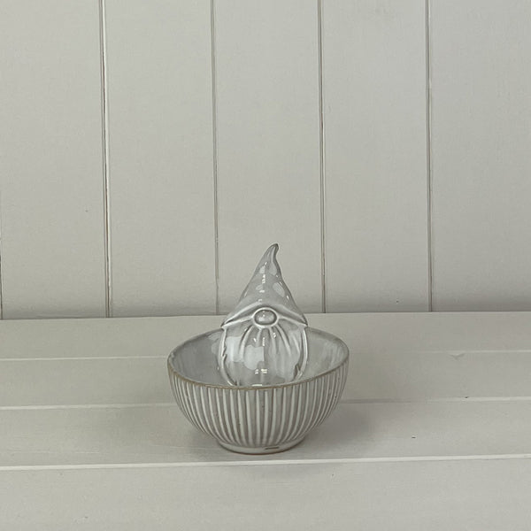 Glazed Gonk Ceramic Bowl with Textured Detail L12.8xD11.1xH10cm Weight-283g