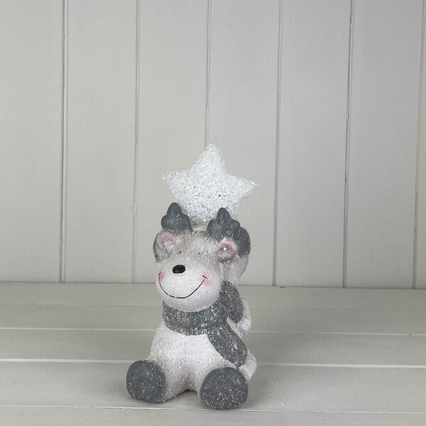 Medium Reindeer Holding A Light Up Star L12 xW9 xH18