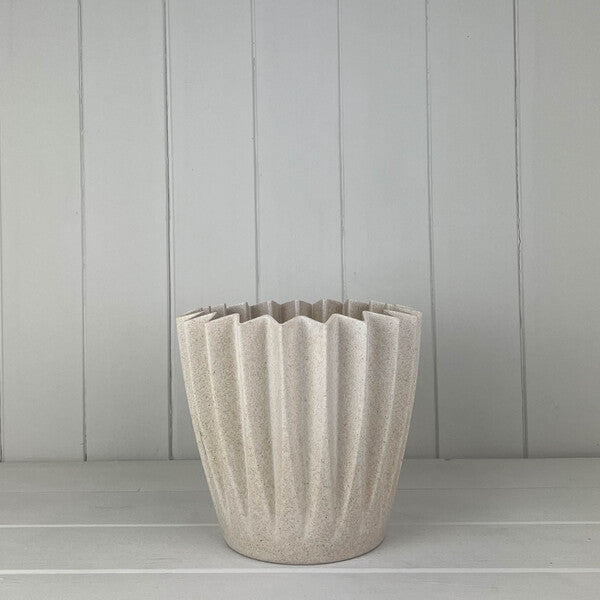 Earthy Natural Bamboo Corrugated Pot (19cm) H17cm D19cm Weight-1540g