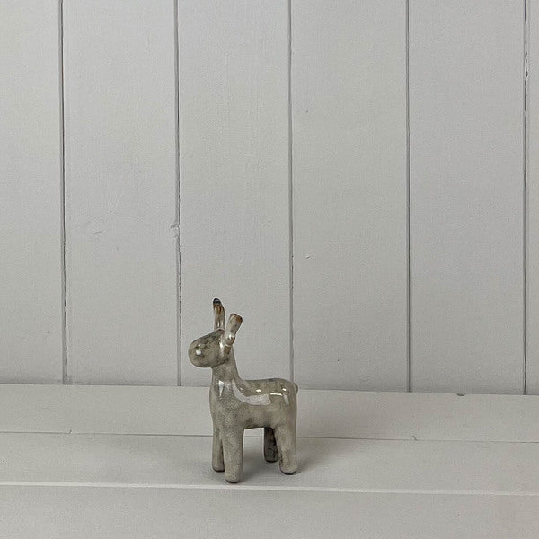 Beige Mottle Ceramic Reindeer Decoration L7.5xD4xH11cm Weight-80g