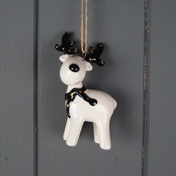 Black and White Ceramic Deer L5.2xD3.5xH8.8cm Weight-20g
