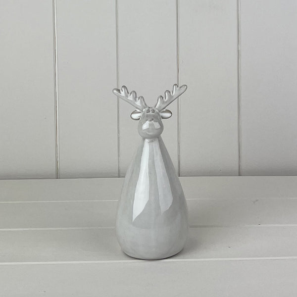 Glazed Ceramic Reindeer Ornament with Textured Detail L8.3xD8xH17.4cm Weight-315g