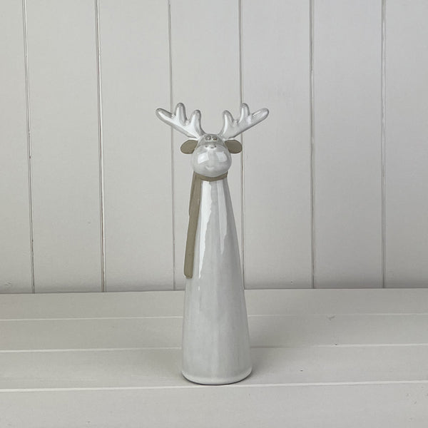 Glazed Ceramic Tall Reindeer Ornament with Texture Detail L10.8xD6.2xH25.3cm Weight-388g