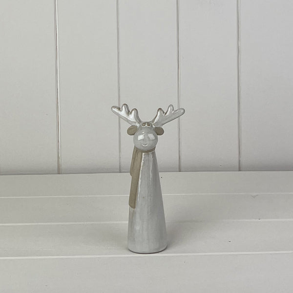 Glazed Ceramic Tall Reindeer Ornament with Textured Detail L8.1xD4.2xH15cm Weight-129g