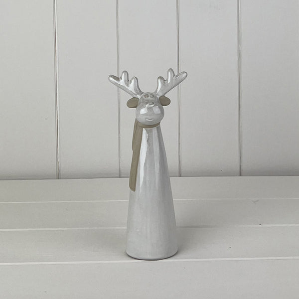 Glazed Ceramic Tall Riendeer Ornament with Textured Detail L8.6xD5.1xH19cm Weight-237g