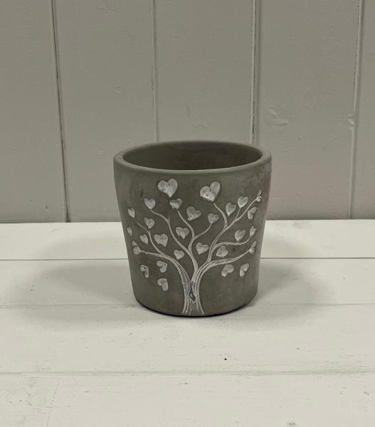 Grey Cement Love Tree Pot TD10.5cm H9.8cm
