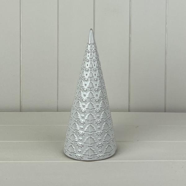 Glazed Ceramic Tree Ornament with Textured Detail L9.9xD9.9xH22.2cm Weight-366g