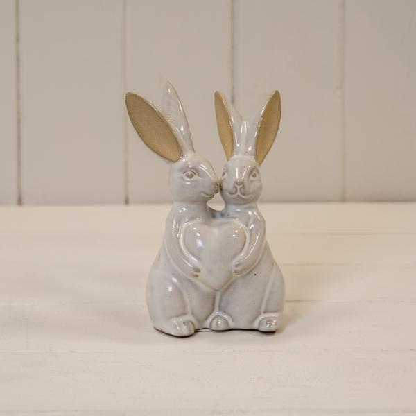 Glazed Ceramic Rabbit Ornament with Textured Detail L9.1xW7xH14.1cm