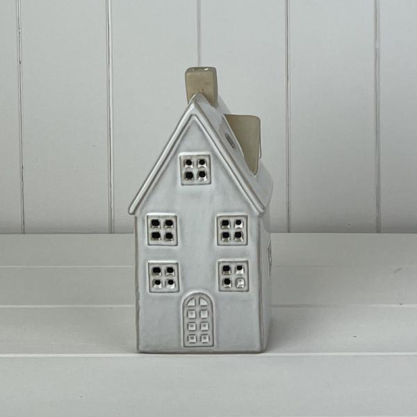Glazed Ceramic House Ornament with Textured Detail and LED L10xD8xH19.5cm Weight-578g