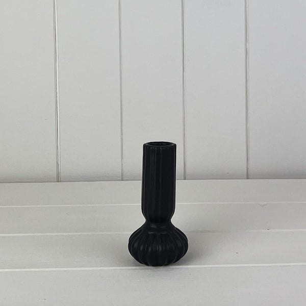 Black Ceramic Candle Holder L6.2xD6.2xH11.6cm Weight-185g