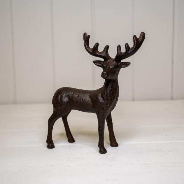 Cast Iron Stag Ornament H 19.5 x W 16.5 X D6 cm