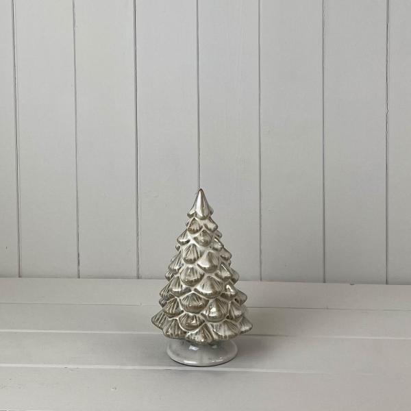 Beige Mottle Ceramic Tree Decoration L11xD11xH18cm Weight-447g