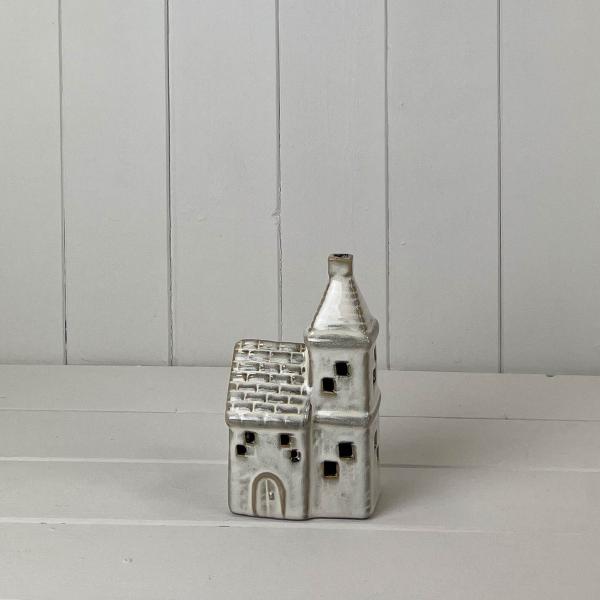 Beige Mottle Ceramic Church Decoration with LED L8.5xD6.5xH15cm Weight-326g