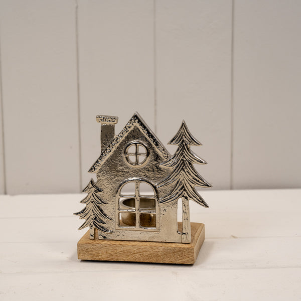 Metal House Tealight Holder L12xW7.5xH13cm