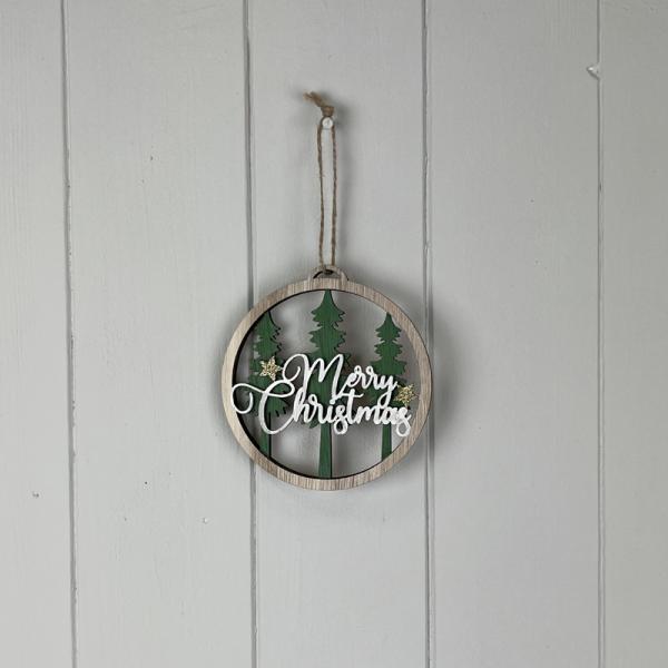 Wooden Hanging Circle with Tree H11xW10.5xD0.8cm Weight-14g