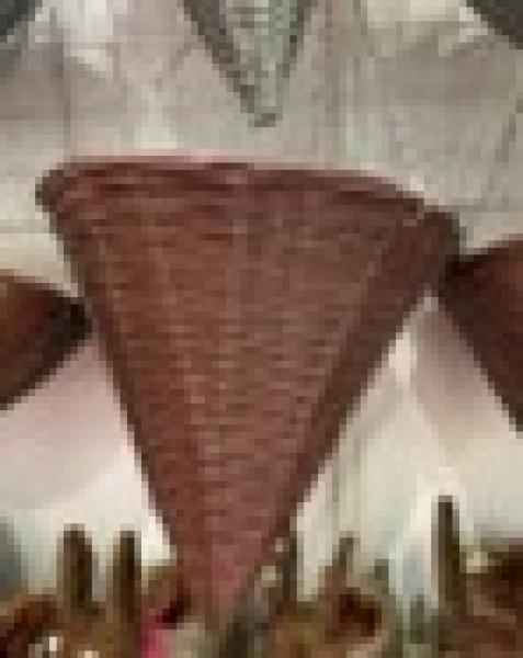 30cm PP Rattan Brown Round Cone Hanging Basket TD30cm H35cm