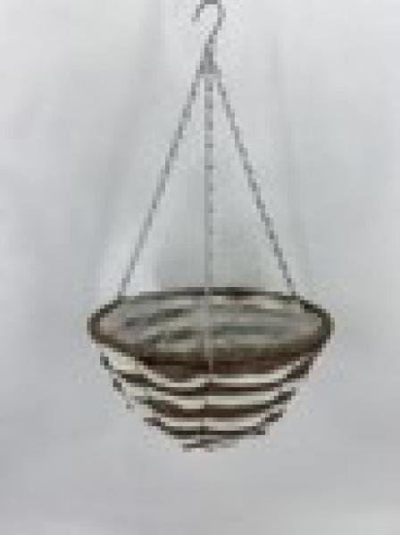 30cm PP Rattan White/Brown Round Hanging Basket TD30cm H15cm B12cm