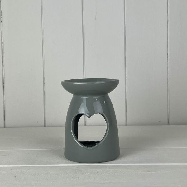 Grey Heart Ceramic Wax/Oil Burner H11.5cm x D9cm