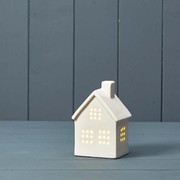 White ceramic LED house 8x6.5x11.7cm Weight-266g