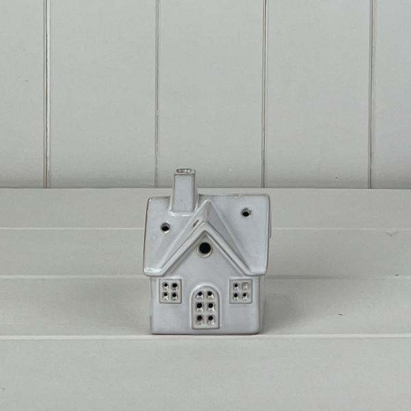 White Ceramic House Ornament with LED L6.8xD6.1xH8.3cm Weight-202g